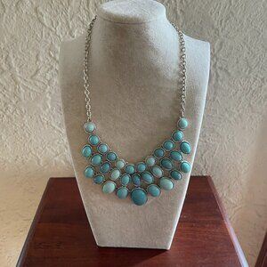 Simply Vera Vera Wang Turquoise Statement Bib Necklace Gold Tone Oval Stones